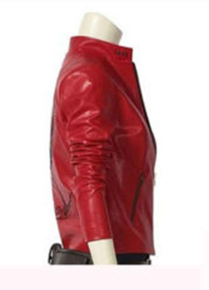 RESIDENT EVIL 2 STEPHANIE PANISELLO (CLAIRE REDFIELD) DARK RED LEATHER JACKET 